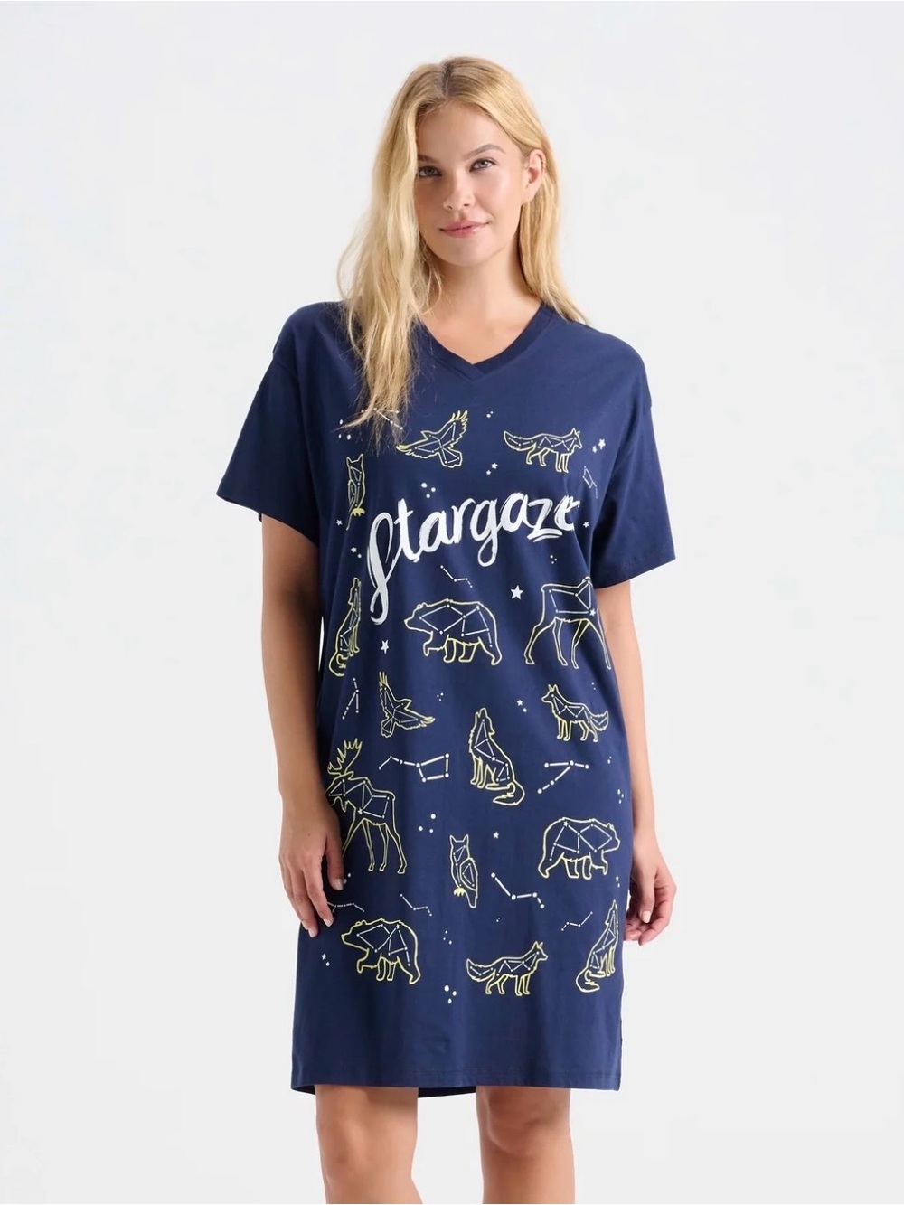 HATLEY LITTLE BLUE HOUSE Stargazer Sleepshirt Nightshirt One Size Navy -Like New